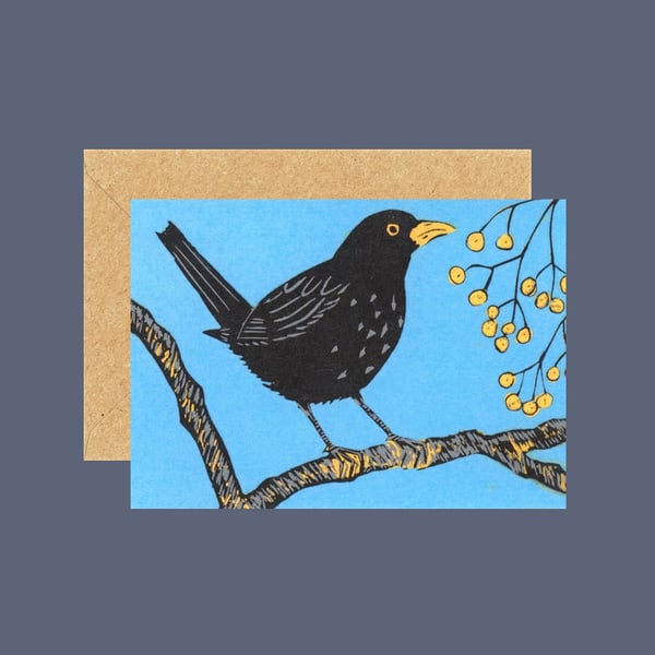 Bird Card, Blackbird Card, Art Card, Birthday Card 