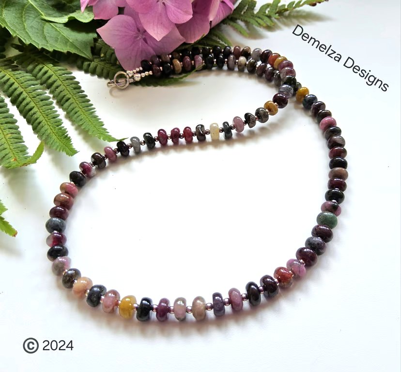 Designer Genuine Tourmaline Sterling Silver Necklace