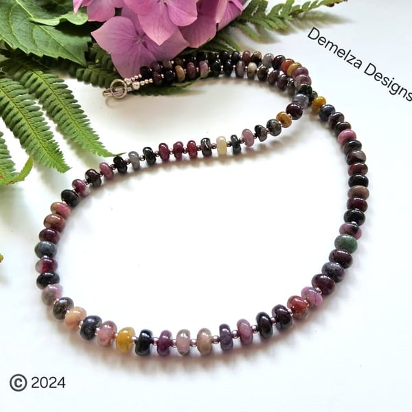 Designer Genuine Tourmaline Sterling Silver Necklace
