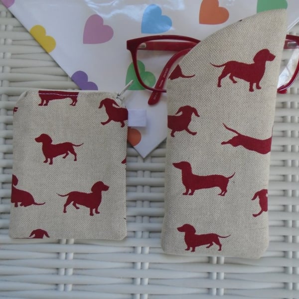 Sausage Dog Glasses Case & Purse Gift Set.