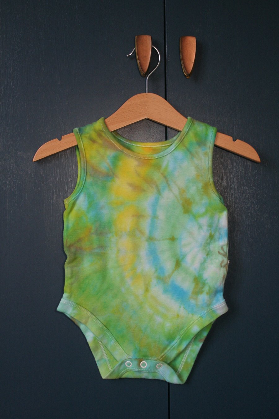 12-18 Months Green Blue Swirl Ice-Dyed Vest Top