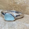 Handmade Sterling & Fine Silver Ring with Seafoam Green-Blue Welsh Sea Glass