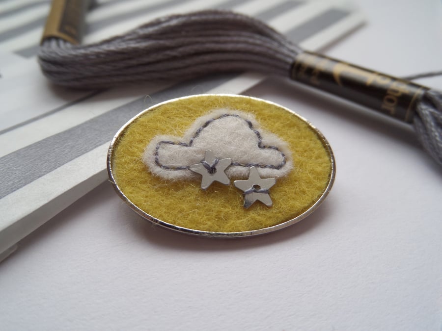 Felt Cloud Badge- Hand Embroidered and embellished.