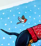 Festive Dachshund Wearing Christmas Jumper A4 Art Print - Image 3