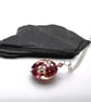 lampwork glass cranberry and gold glitter flower pendant necklace - Image 3
