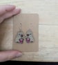 Embroidered Capybara Bubble Tea Earrings: Sterling Silver Hooks - Image 2