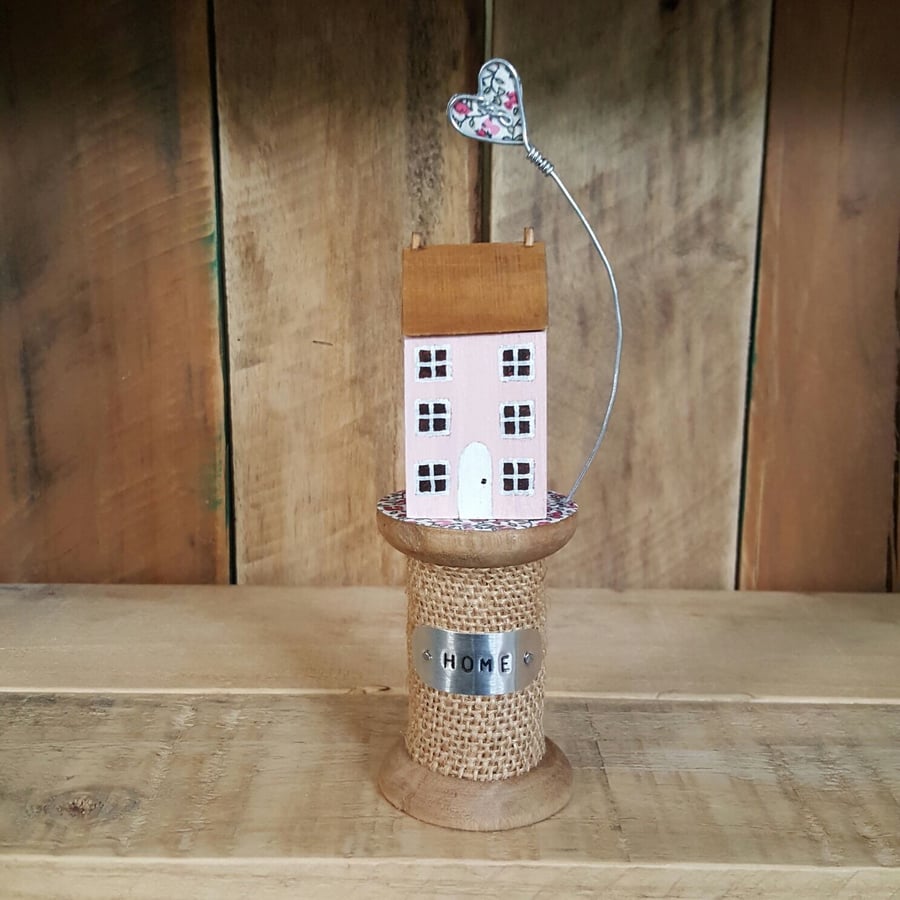 New Handmade Cottage on Bobbin With heart Home Gift