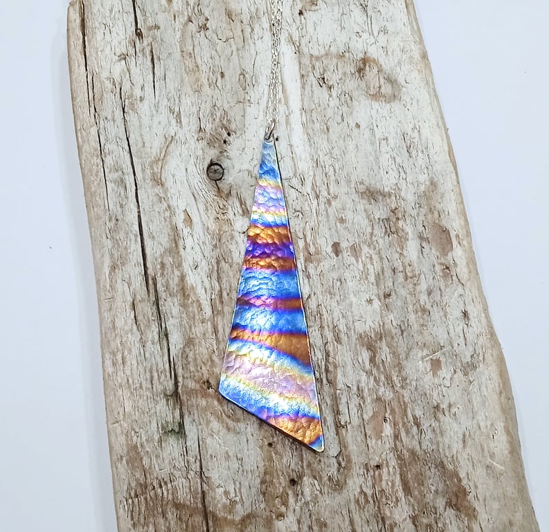  Handmade Coloured Titanium Pendant Necklace - UK Free Post
