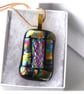 Red Tartan Glass 234 Pendant Gold plated chain - Image 2