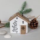 Wooden Cottage with Bee and Wildflowers (Made to Order)