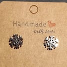 Snowflake Silver Snowflake Christmas stud earrings OOAK 
