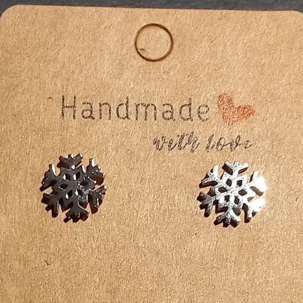 Snowflake Silver Snowflake Christmas stud earrings OOAK 