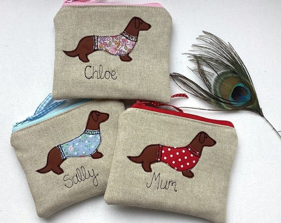 Personalised Dachshund Coin Purse - Sausage Dog Wallet - Customisable Dog Lovers