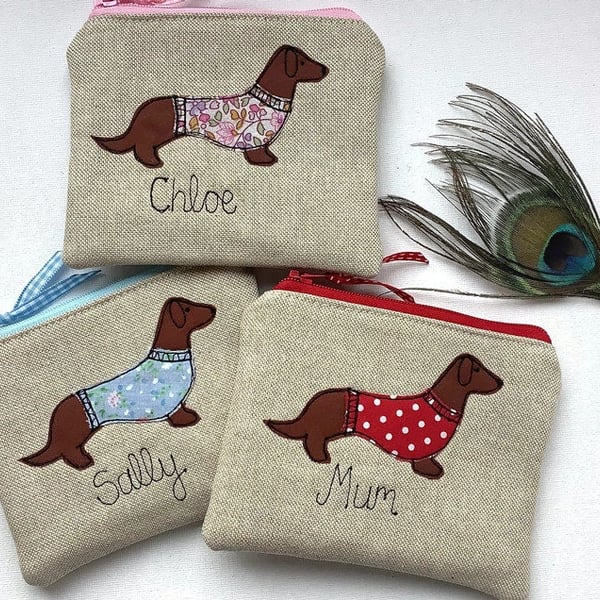 Personalised Dachshund Coin Purse - Sausage Dog Wallet - Customisable Dog Lovers