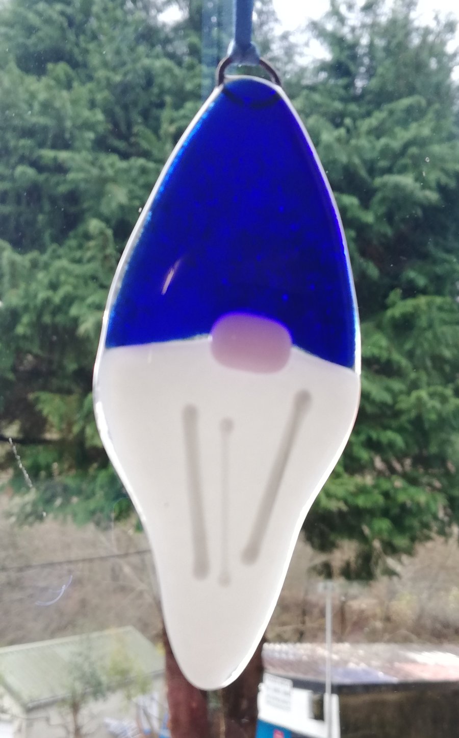 Fused Glass Gnome, suncatcher, light catcher, Christmas Decoration 