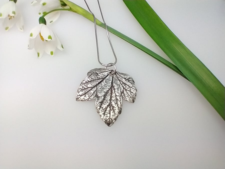 Fine Silver Acer Leaf Pendant with or without Sterling Silver Chain