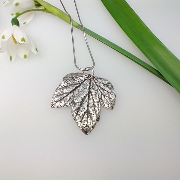 Fine Silver Acer Leaf Pendant with or without Sterling Silver Chain