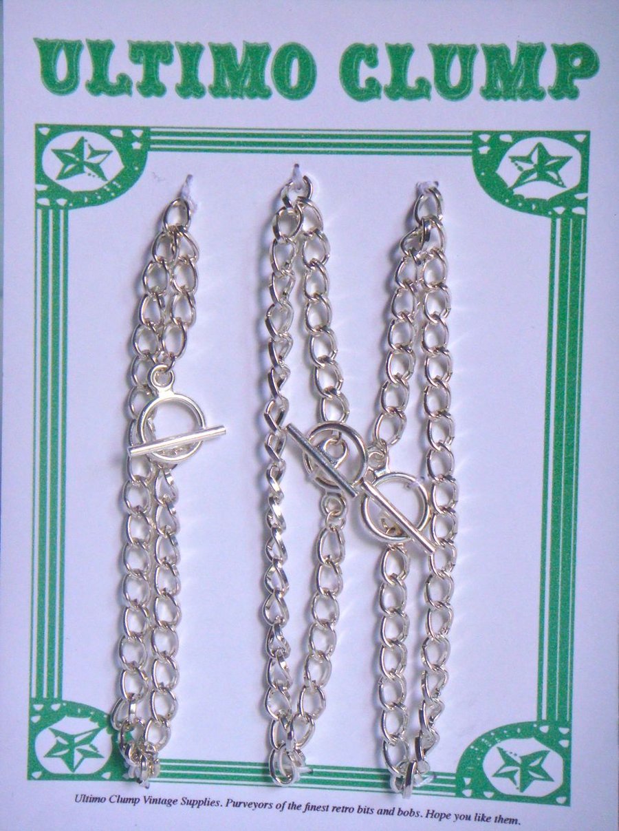 3 Silver Plated Curb Chain Bracelet Blanks