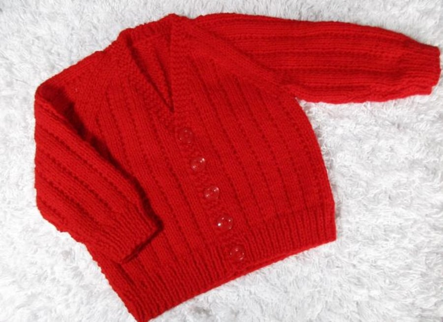 18" Baby Boys V Neck Textured Cardigan