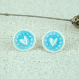 Ceramic Turquoise Heart Earrings