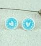 Ceramic Turquoise Heart Earrings - Image 1