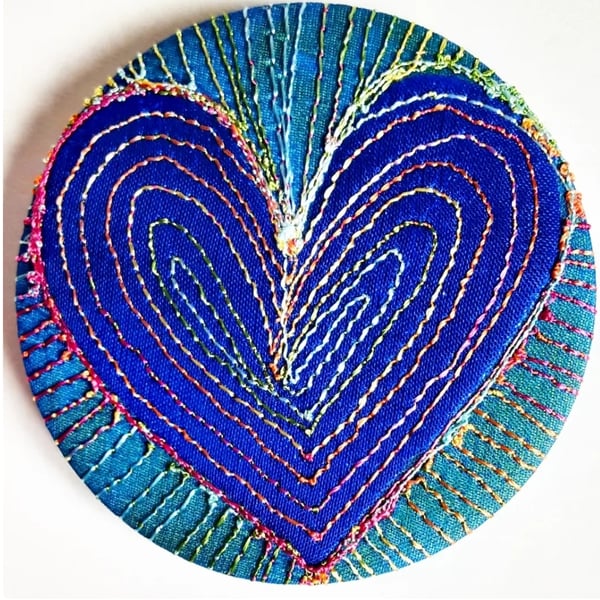 58mm Fabric Pocket Mirror with Free Machine Embroidery
