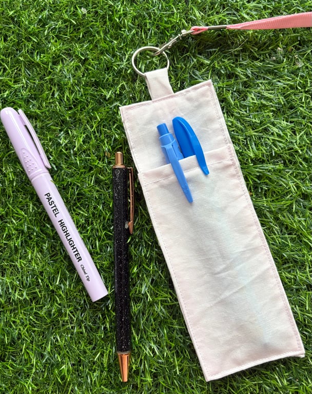 Lanyard pen holder, pen holder, fabric pen holder, pink pen holder, 