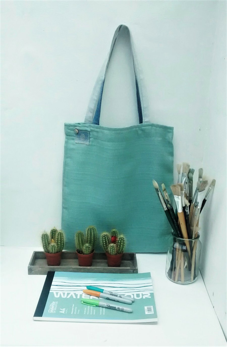 Tote Bag in Jade Fabric