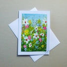 original art hand painted floral greetings card ( ref FA 457 G4 )