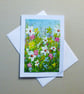 original art hand painted floral greetings card ( ref FA 457 G4 )