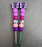 Butterfly silicone beaded crochet hook purple  