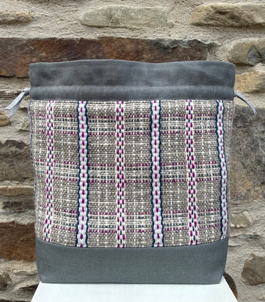 Cariad Bag - Berry range. Damson, Dusky Lilac & Prussian Blue.Handwoven in Wales