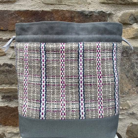 Cariad Bag - Berry range. Damson, Dusky Lilac & Prussian Blue.Handwoven in Wales