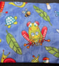 Small funky zipped pouch with cartoon frogs, tortoise, bees and toadstools - Image 4