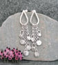 Sterling silver chandelier earrings, long silver earrings, statement earrings - Image 1