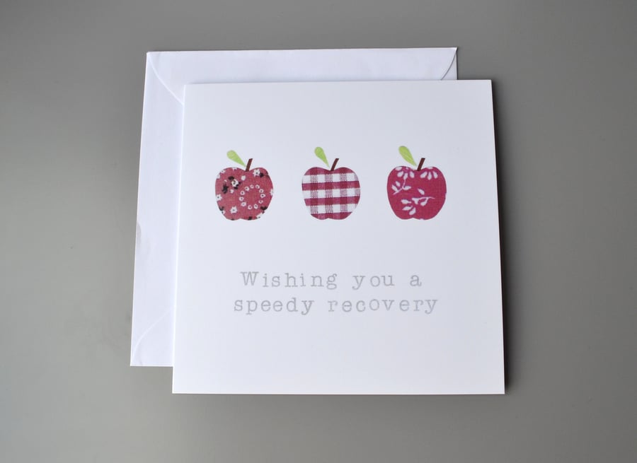 Three Red Apples Get Well Soon Card