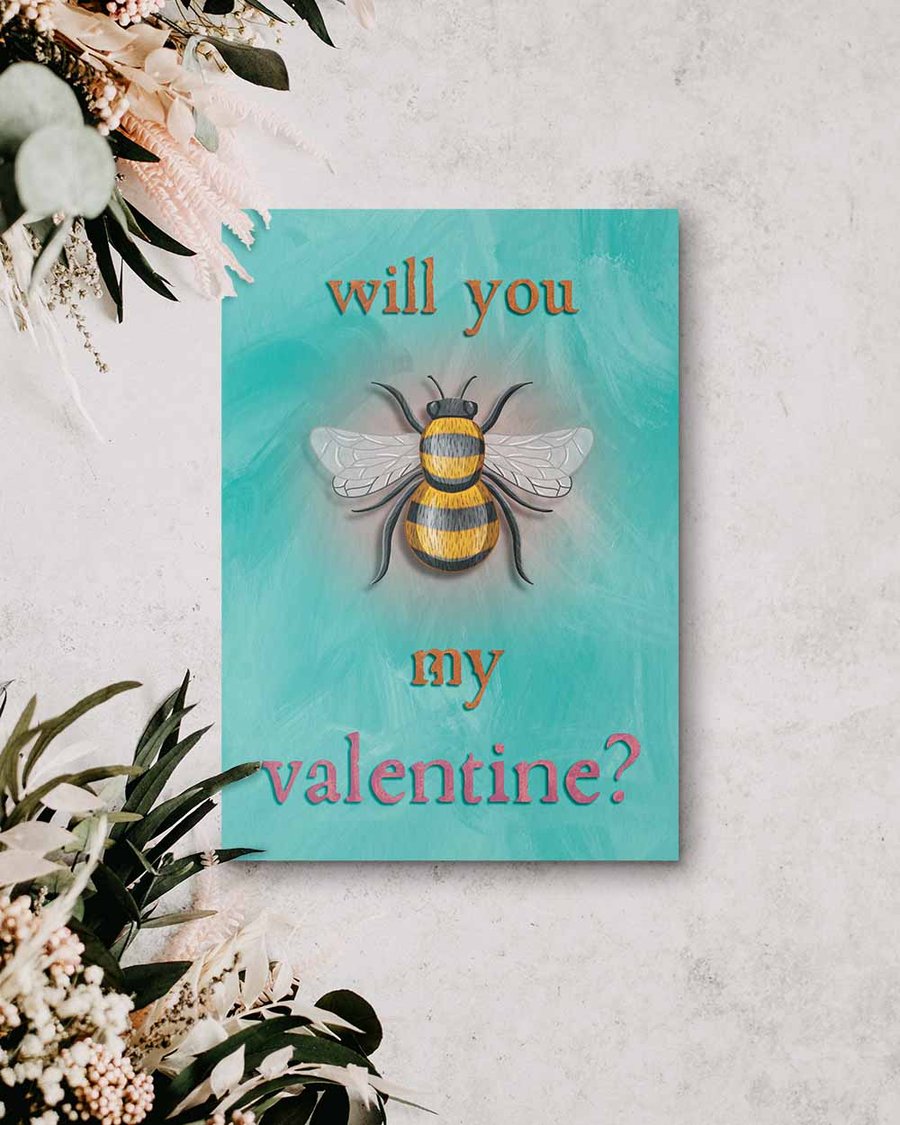 Will You Bee My Valentine's Card, Valentine's Pun Card
