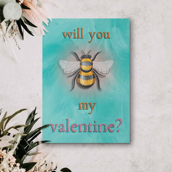 Will You Bee My Valentine's Card, Valentine's Pun Card
