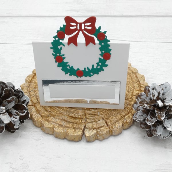 Christmas place settings. 10 luxury Christmas place cards. Wreath place cards.