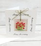 Happy Anniversary Card with Fused Glass Red Roses Keepsake - Image 3