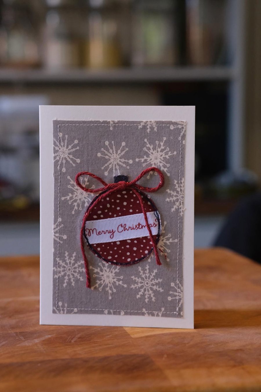 Fabric Bauble Christmas Card