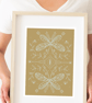 Mustard Yellow Botanical Art Print Framed Boho Butterfly Wall Decor Scandi 
