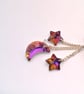 Maroon Glass Bead & Silver Plated Spacer Jewellery with Vitrail Moon and Stars - Image 9