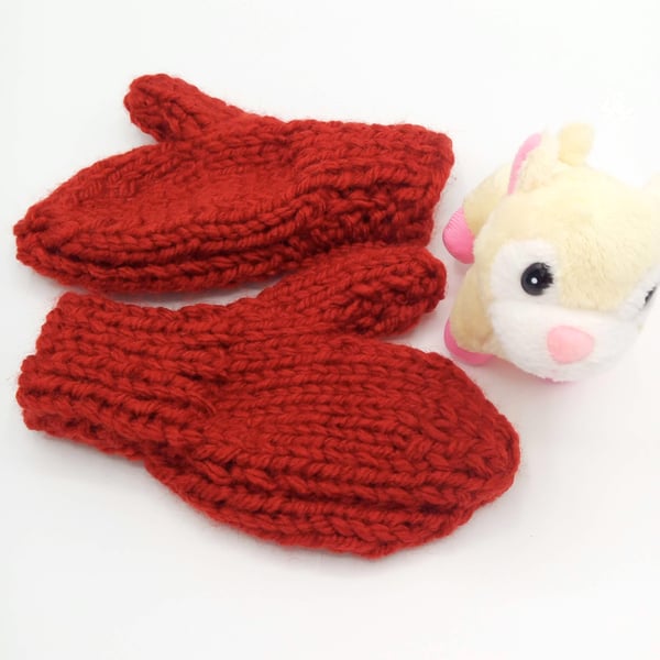 Super Chunky Mittens with Thumb for Children, Children's Knitted Mittens