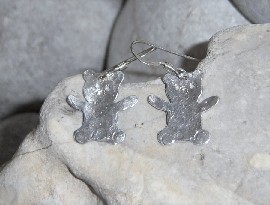 Teddy bear earrings in sterling silver