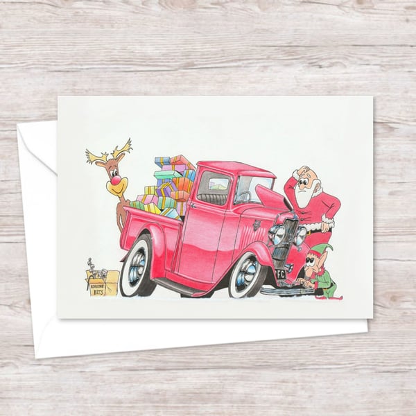 Funny Santa Christmas Card: Father Christmas and his Little Helpers (602)