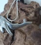 Handmade Whale Necklace recycled pewter; Humpback Whale Sculpute Silver Snake Ch - Image 5