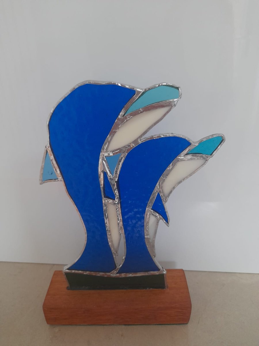 DOLPHINS - stained glass suncatcher