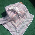 Crochet baby blanket and matching bunny comforter 