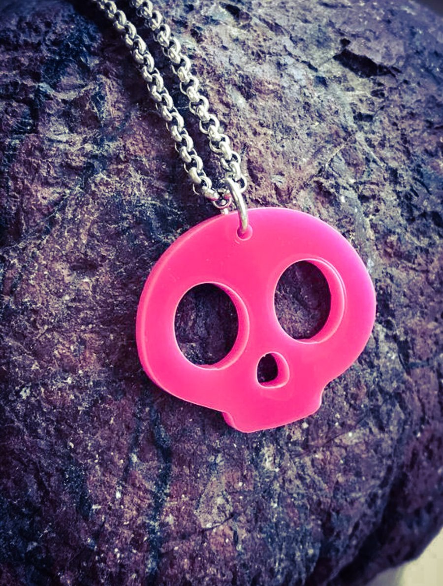 Kawaii Skull Acrylic Necklace